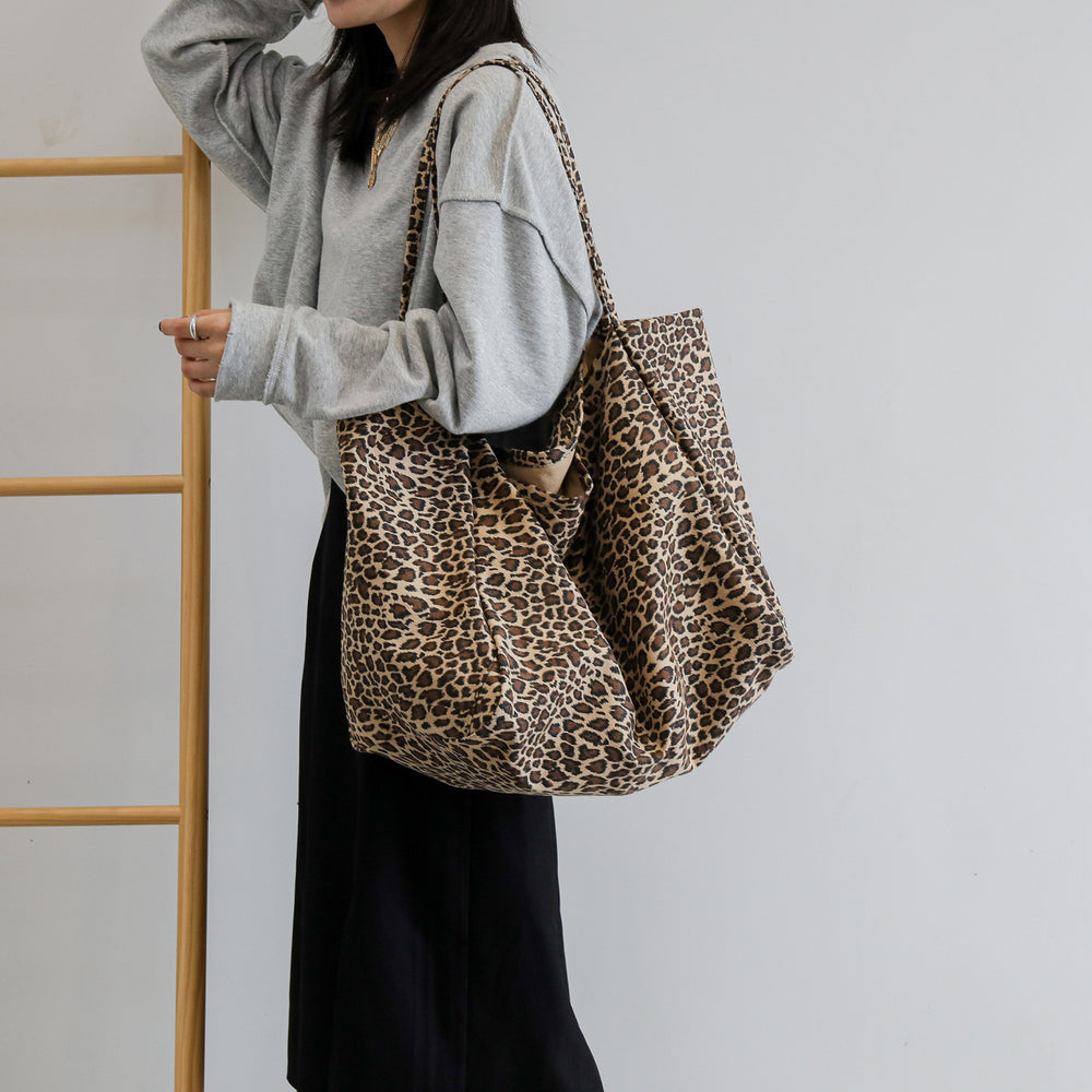 Leopard-Print Casual Shoulder Bag for Shopping and Daily Use