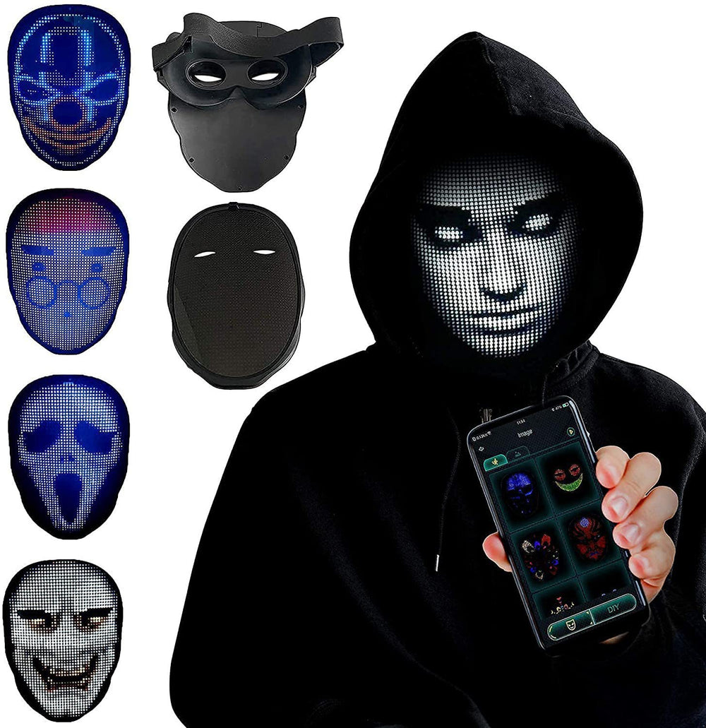 Luminous LED Halloween Face Masks with Gesture Control for Parties and Events