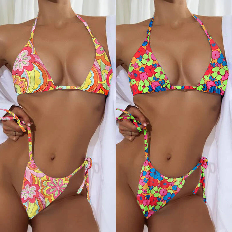 Neuer floraler Bikini-Badeanzug mit Kordelzug für Damen