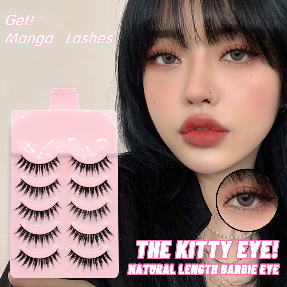 5 Pairs Anime-Inspired Manga Lashes for Cosplay - Natural Wispy Korean Makeup False Eyelashes