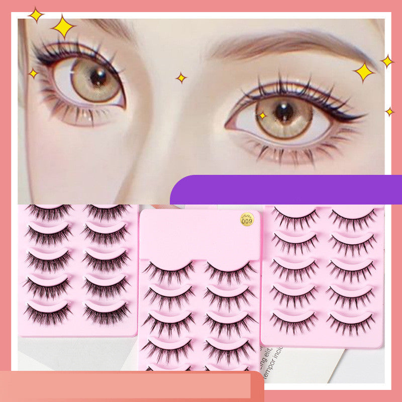 5 Pairs Anime-Inspired Manga Lashes for Cosplay - Natural Wispy Korean Makeup False Eyelashes