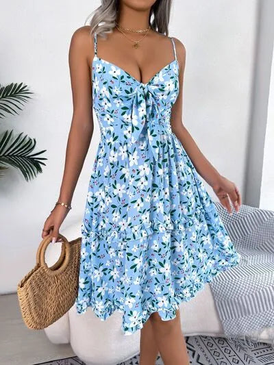 Flirty Sheer Cap Sleeve Printed Dress