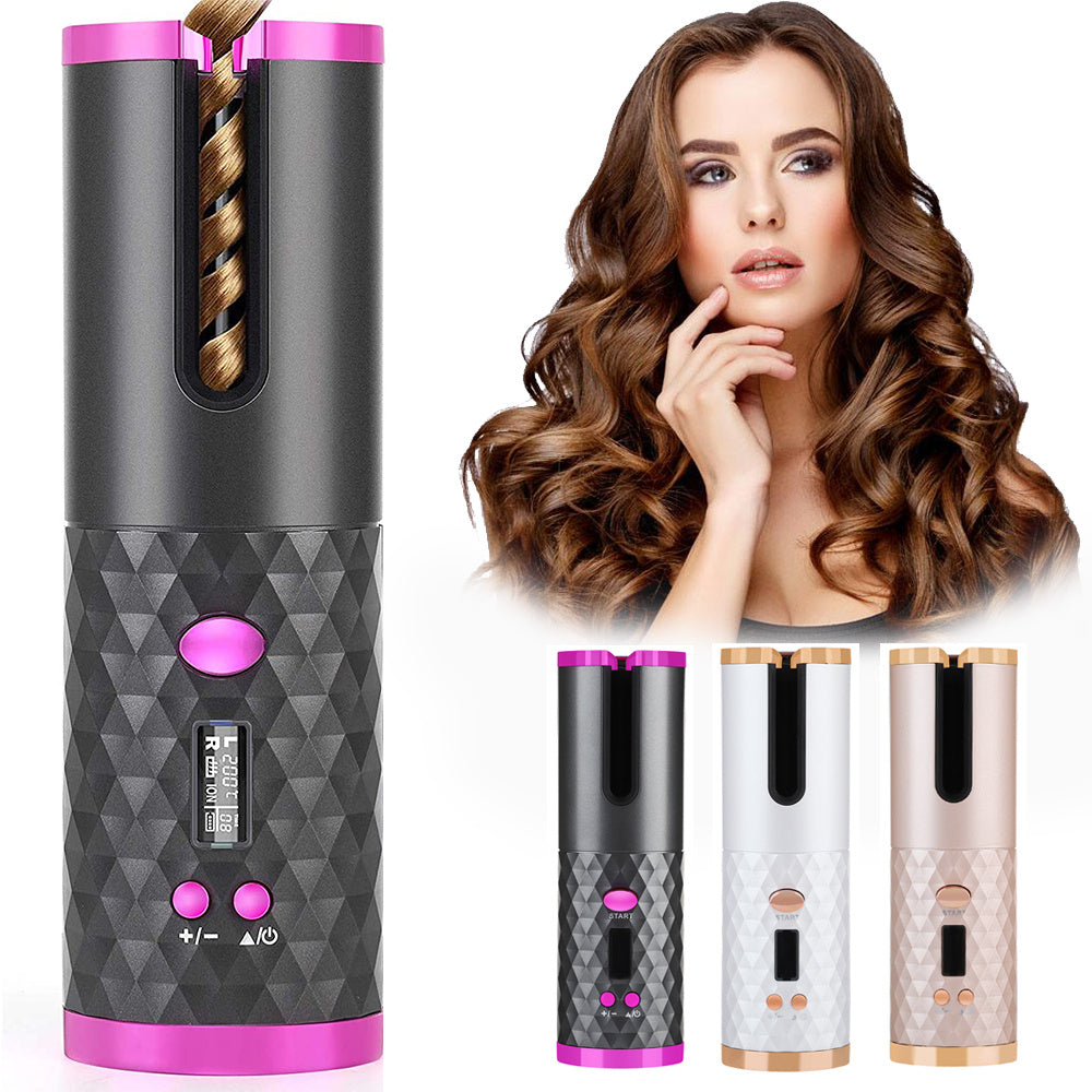 Cordless Auto Curler with LCD Display and Rechargeable Feature