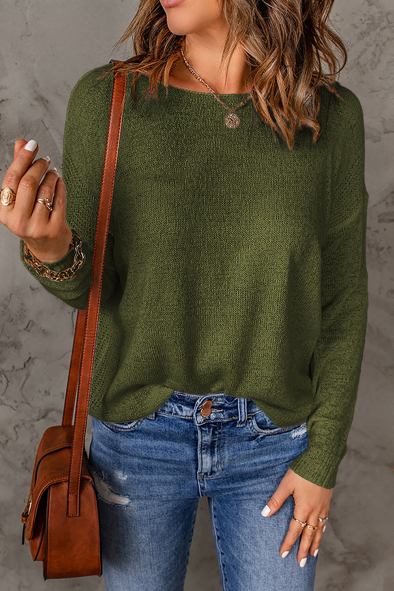 Chic Loose-Fit Alpaca Wool Round Neck Pullover Sweater for Women