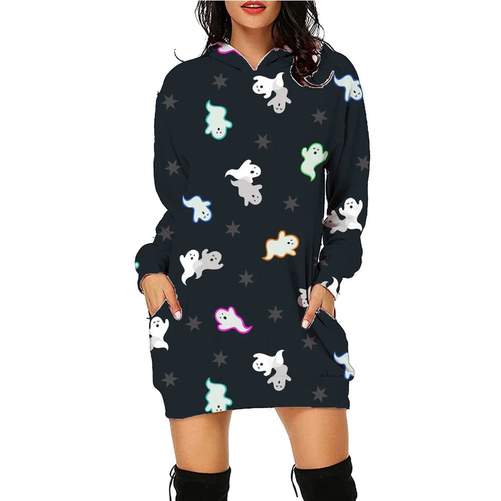 Halloween Themed Oversized Hoodie with Pockets for Women