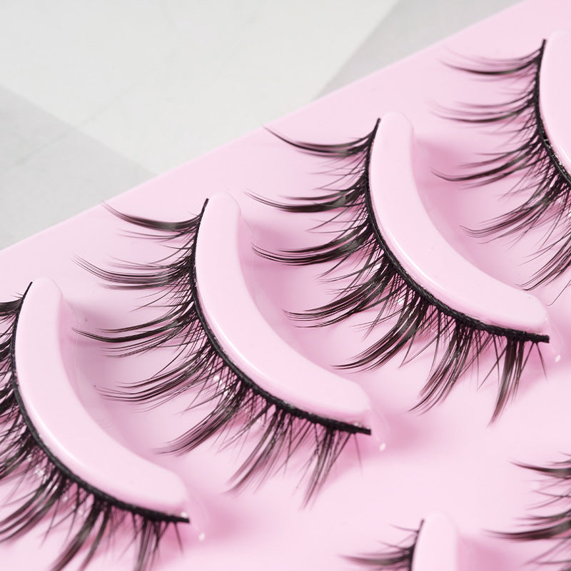 5 Pairs Anime-Inspired Manga Lashes for Cosplay - Natural Wispy Korean Makeup False Eyelashes