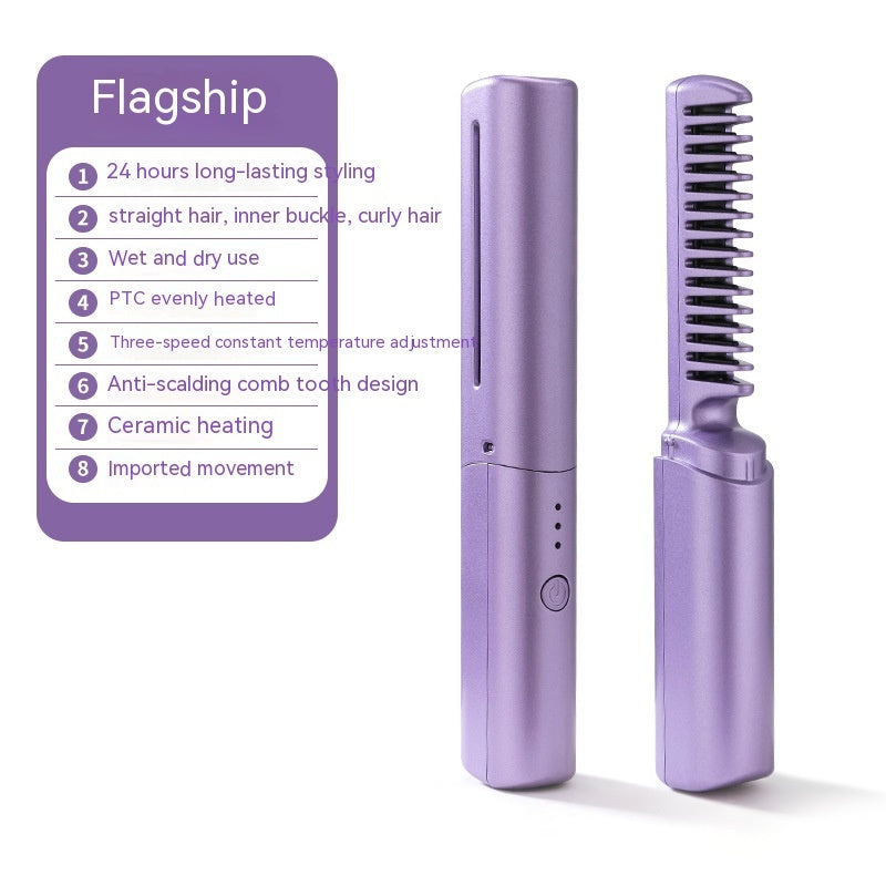 Portable Mini Wireless Hair Straightener with Tourmaline Ceramic Heat Conductor