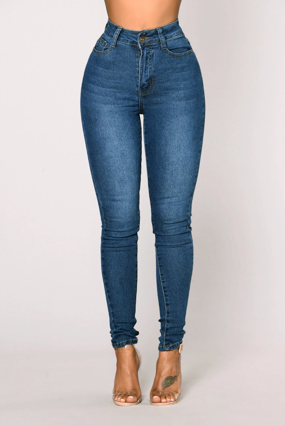 Leggings skinny in denim elasticizzato a vita alta per un look scolpito