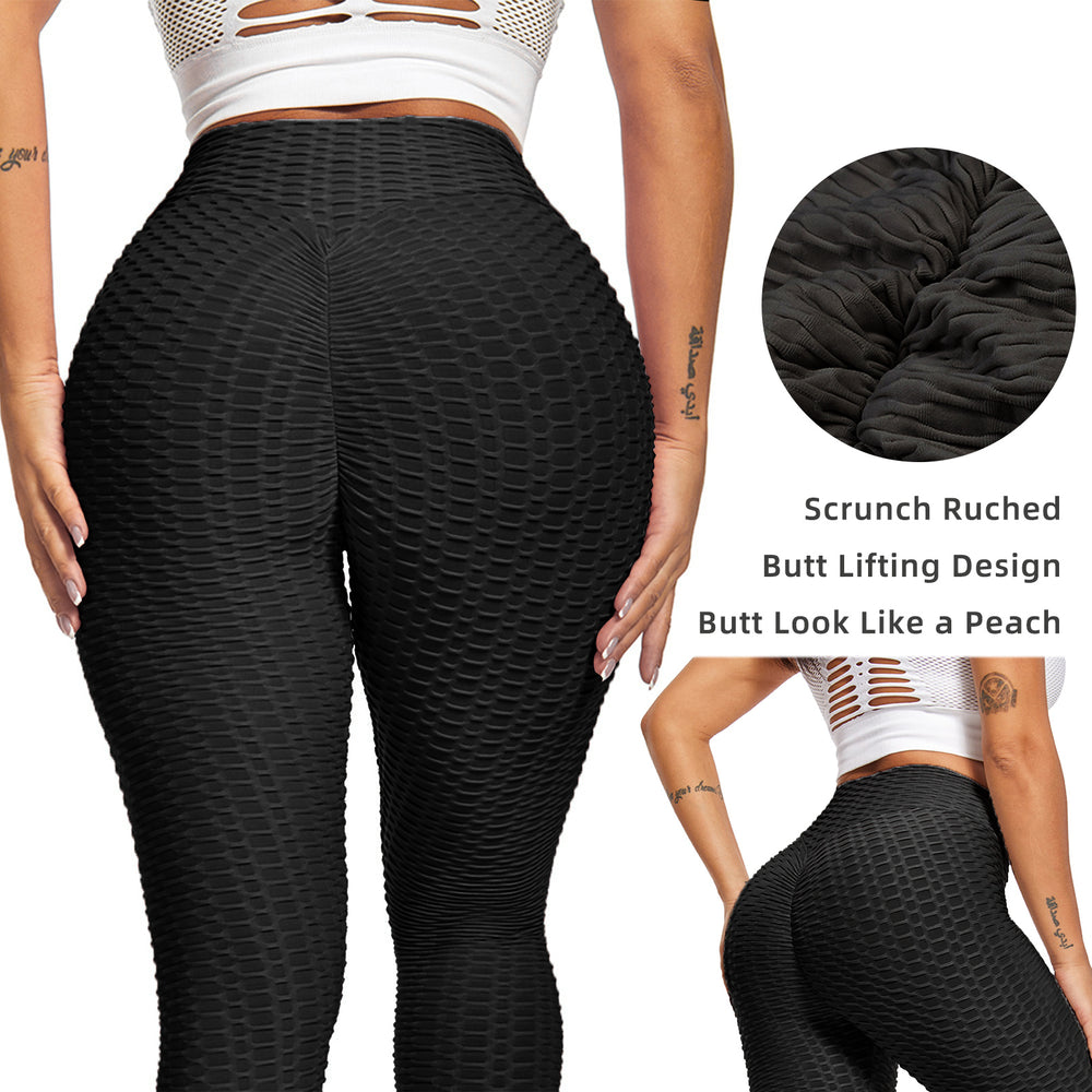 Leggings TIK Tok da donna Leggings con texture a bolle Pantaloni da yoga per il sollevamento dei glutei neri Amazon Banned