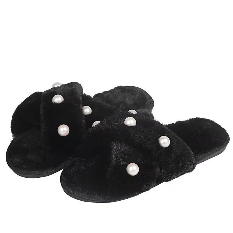 Cozy Pearl-Embellished Slippers for Women - Indoor and Outdoor Comfort