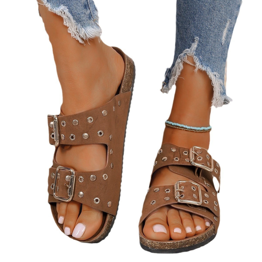 Plus Size Women's Casual Thick-Soled Beach Shoes with Belt Buckle