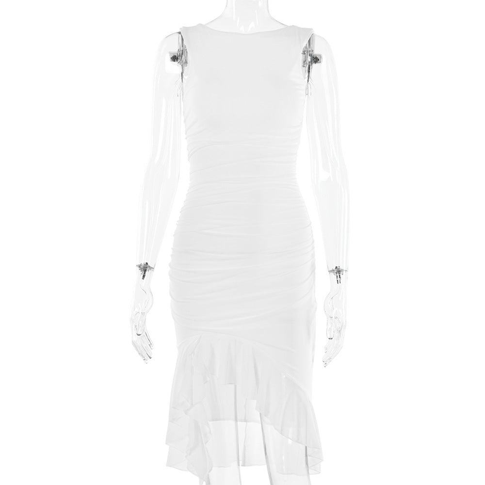 Sommerliches, schickes, ärmelloses, figurbetontes Kleid – elegante Partykleidung für Damen