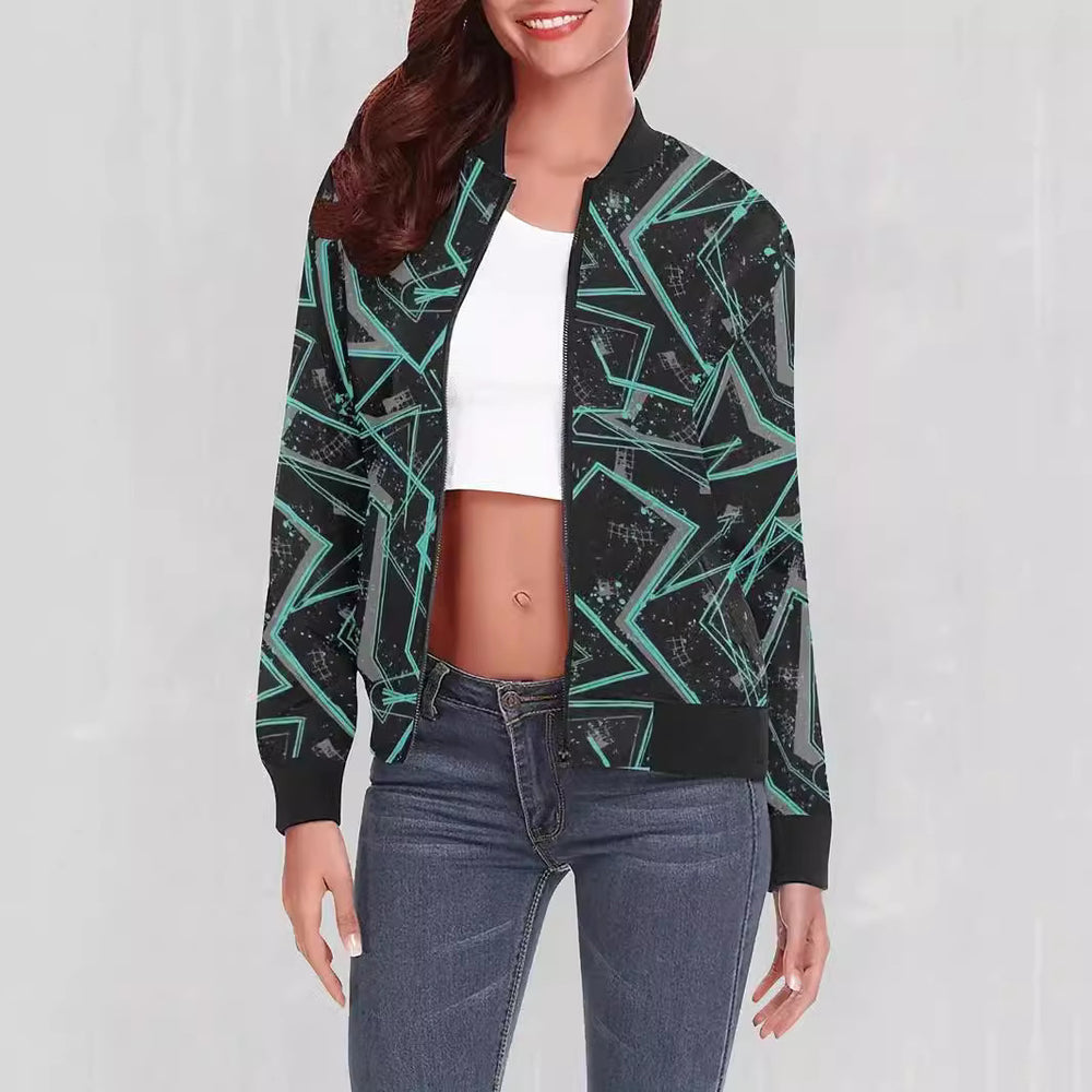 Loose Casual Thin Workwear Line Printed Jacket Top