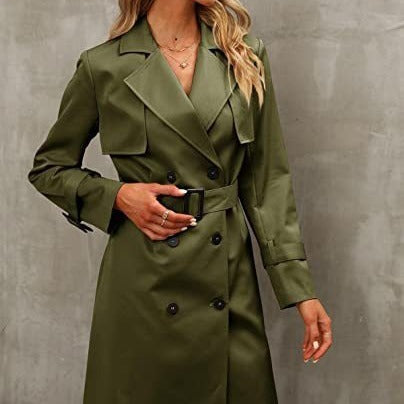 Chic Double Breasted Casual Trench Coat for Women – Autumn Fashion in Multiple Colors