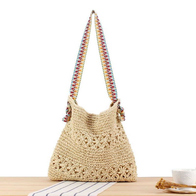 Bohemian Casual Woven Paper Tote Bag