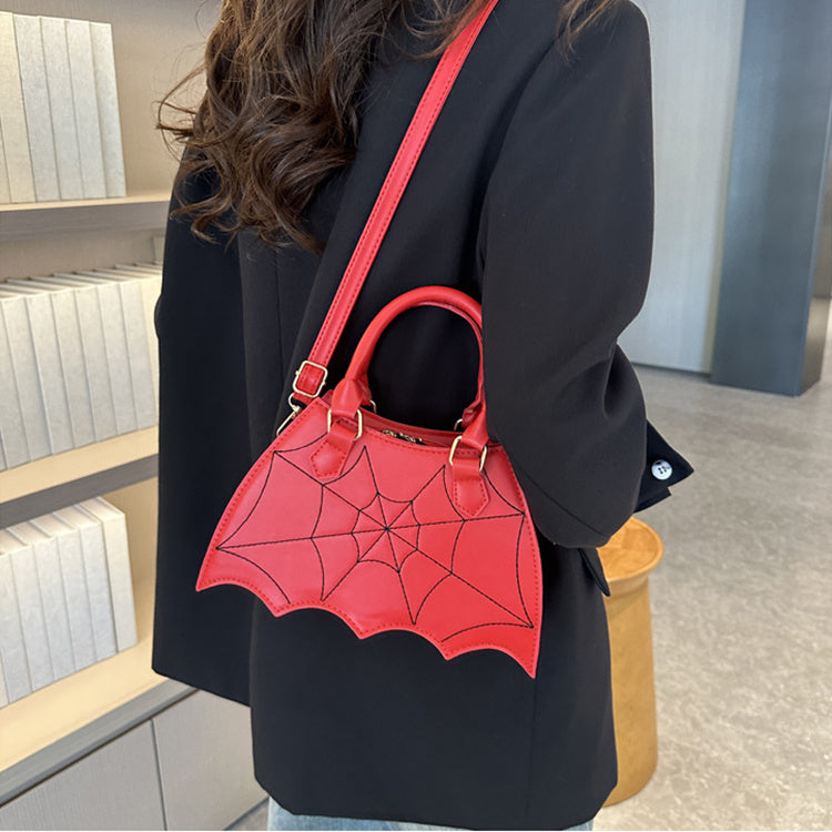 Halloween-inspirierte Umhängetasche mit Spinnennetz - Stilvolle Damen-Schulterhandtasche mit Griff