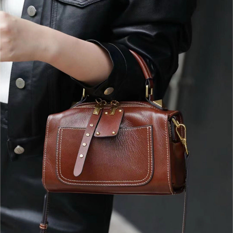 Versatile Commuter Leather Crossbody Bag