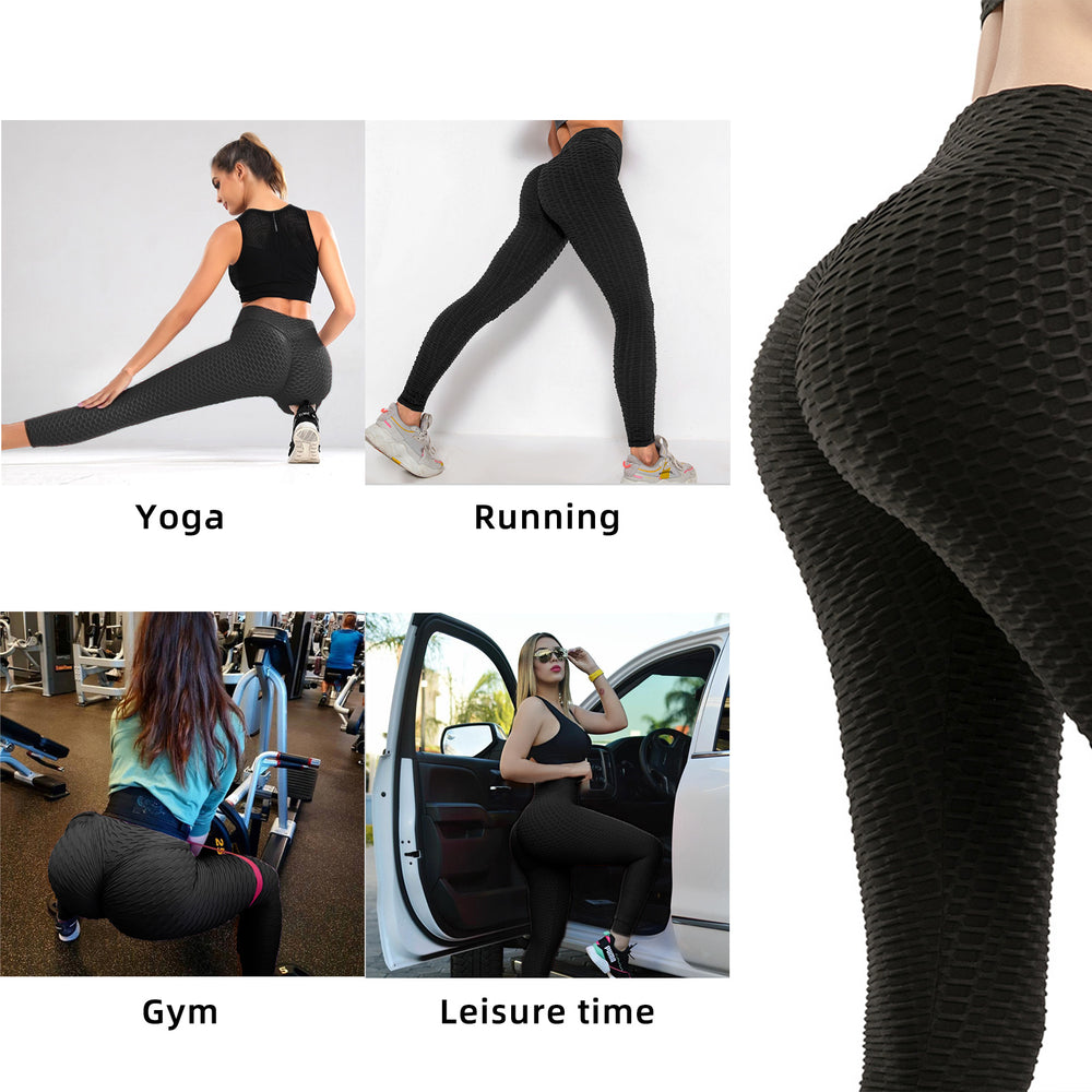 Leggings TIK Tok da donna Leggings con texture a bolle Pantaloni da yoga per il sollevamento dei glutei neri Amazon Banned