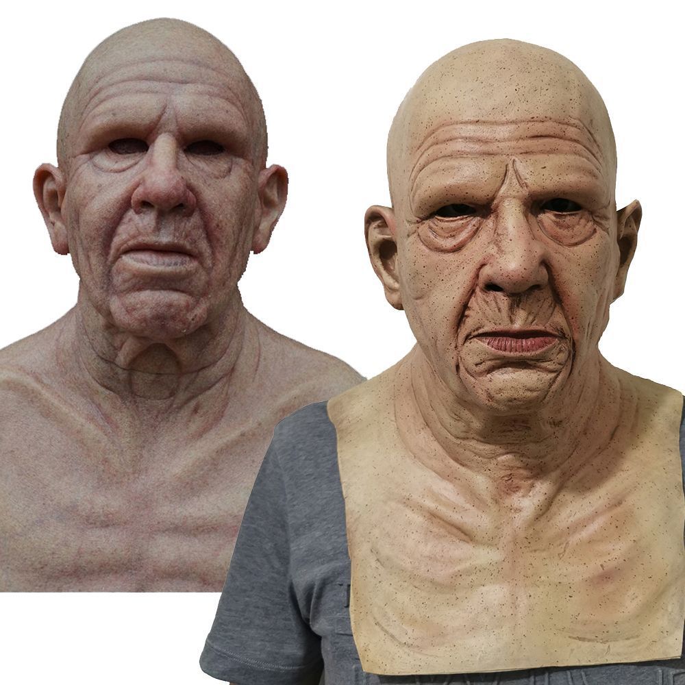 Bald Old Man Latex Mask for Halloween Cosplay and Funny Props