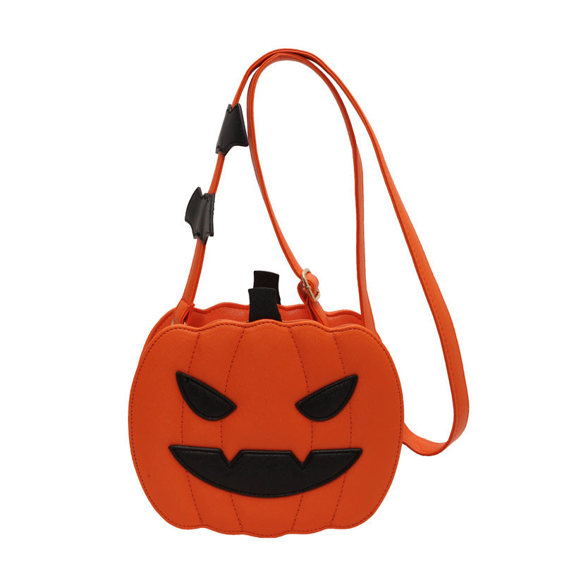 Creative Cartoon Pumpkin Crossbody Bag with Bat for Halloween - Personalized Women's Messenger Bag