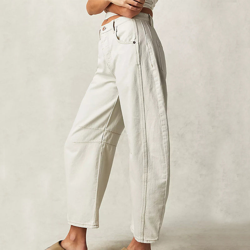 Chic Summer Wide-Leg Cotton Trousers for Women - Commuter Style