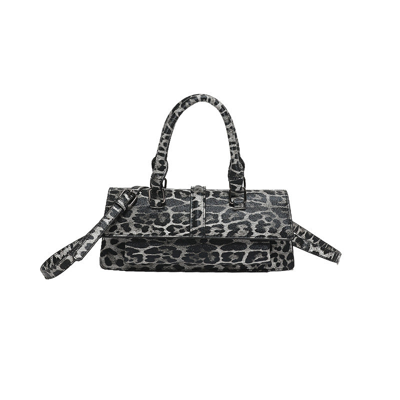 Leopard-Print Retro Messenger Bag - Textured Handbag with Urban Style