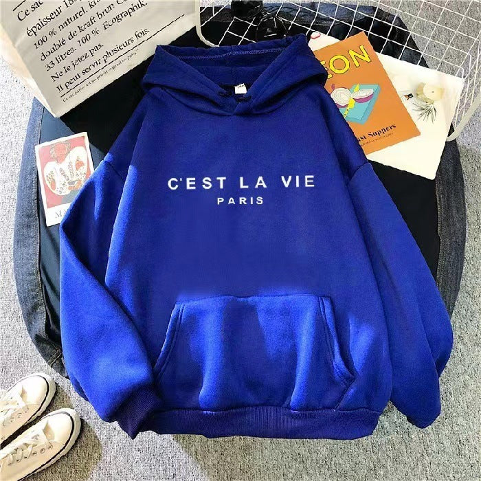 Casual Hooded Sweatshirt for Students with Letter Graphics - Versatile Sports Top