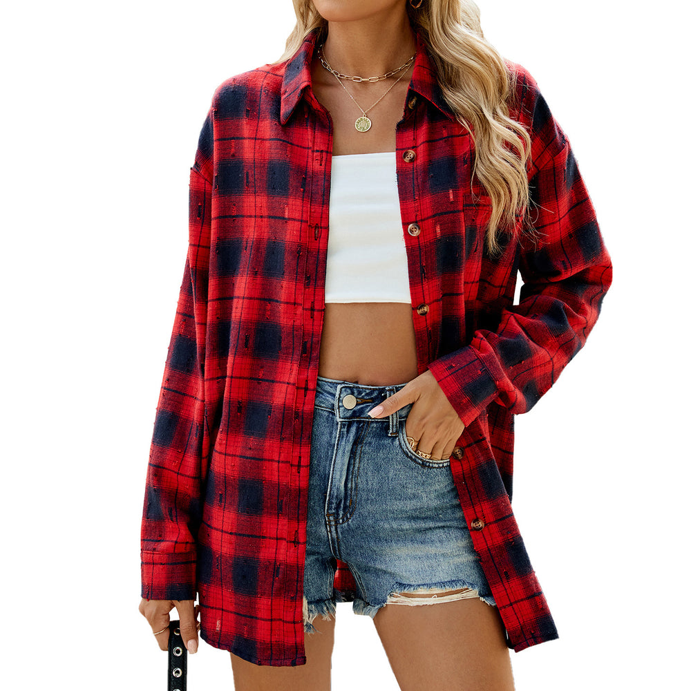 Vintage-Inspired Long Sleeve Plaid Jacket for Women