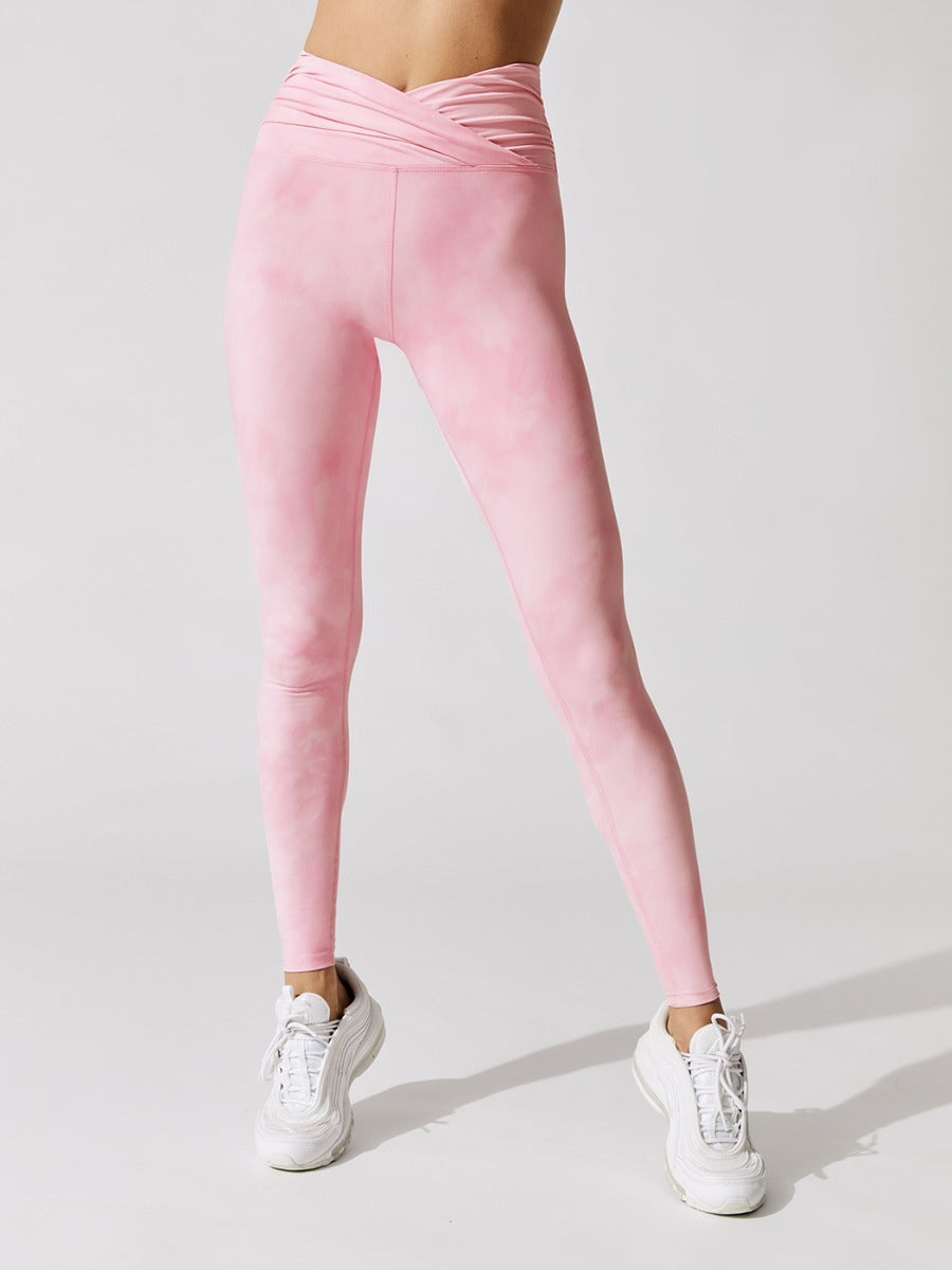 Breathable Pink Yoga Suit with Leggings - Size S/M/L/XL