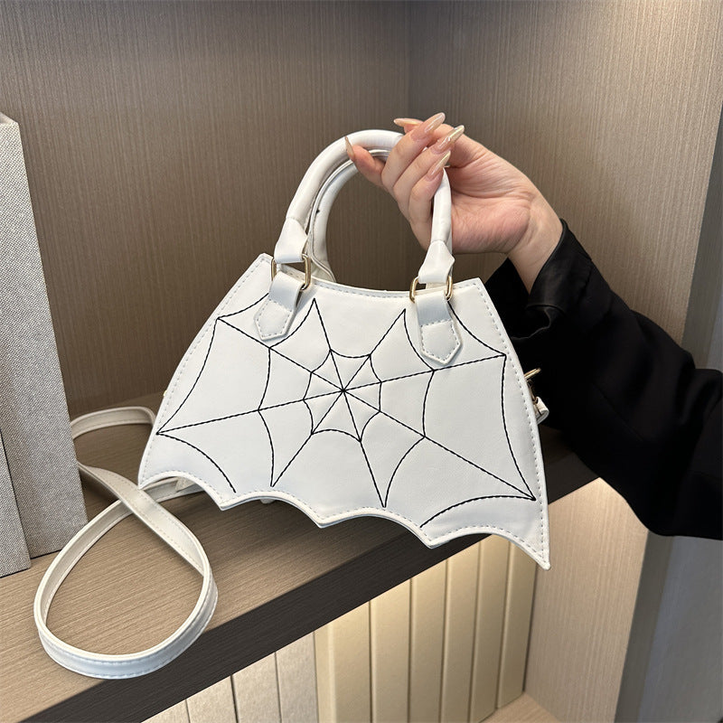 Halloween-inspirierte Umhängetasche mit Spinnennetz - Stilvolle Damen-Schulterhandtasche mit Griff