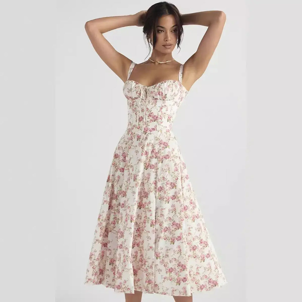 Ärmelloses Kleid mit Blumen-Charme