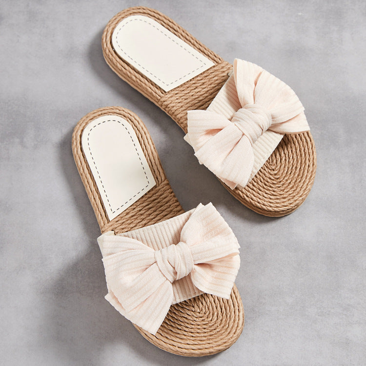 Chic Bow Detail Slip-On Sandals