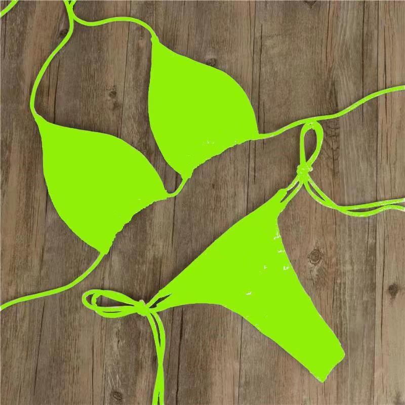 Elegant Halter Neck Split Tie Bikini Set with Milk Silk Fabric