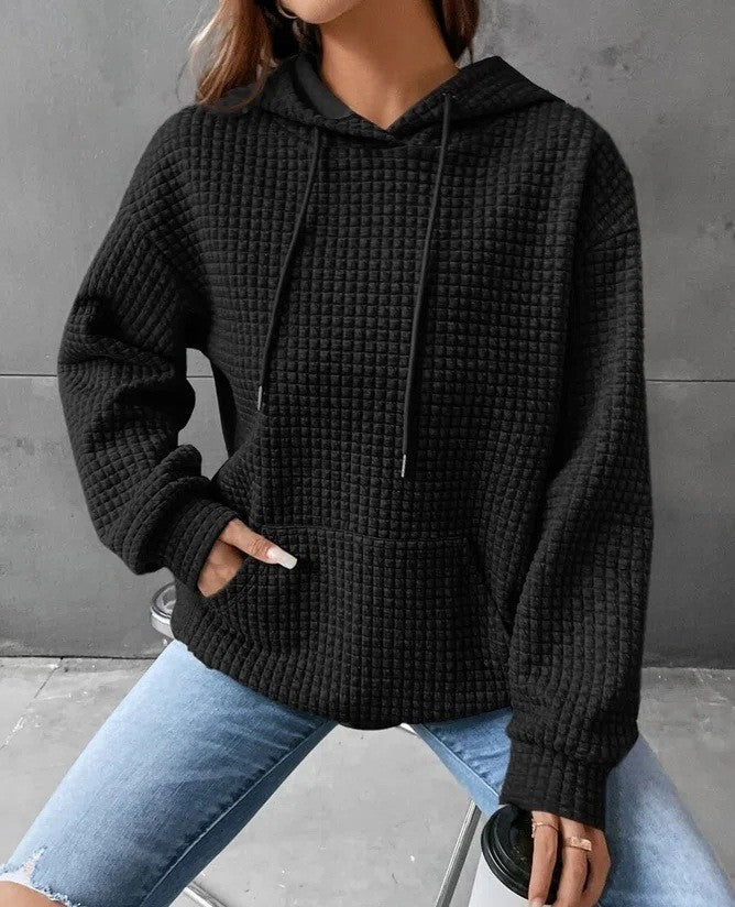 Casual Women's Long-Sleeve Hooded Sweater in Solid Colors