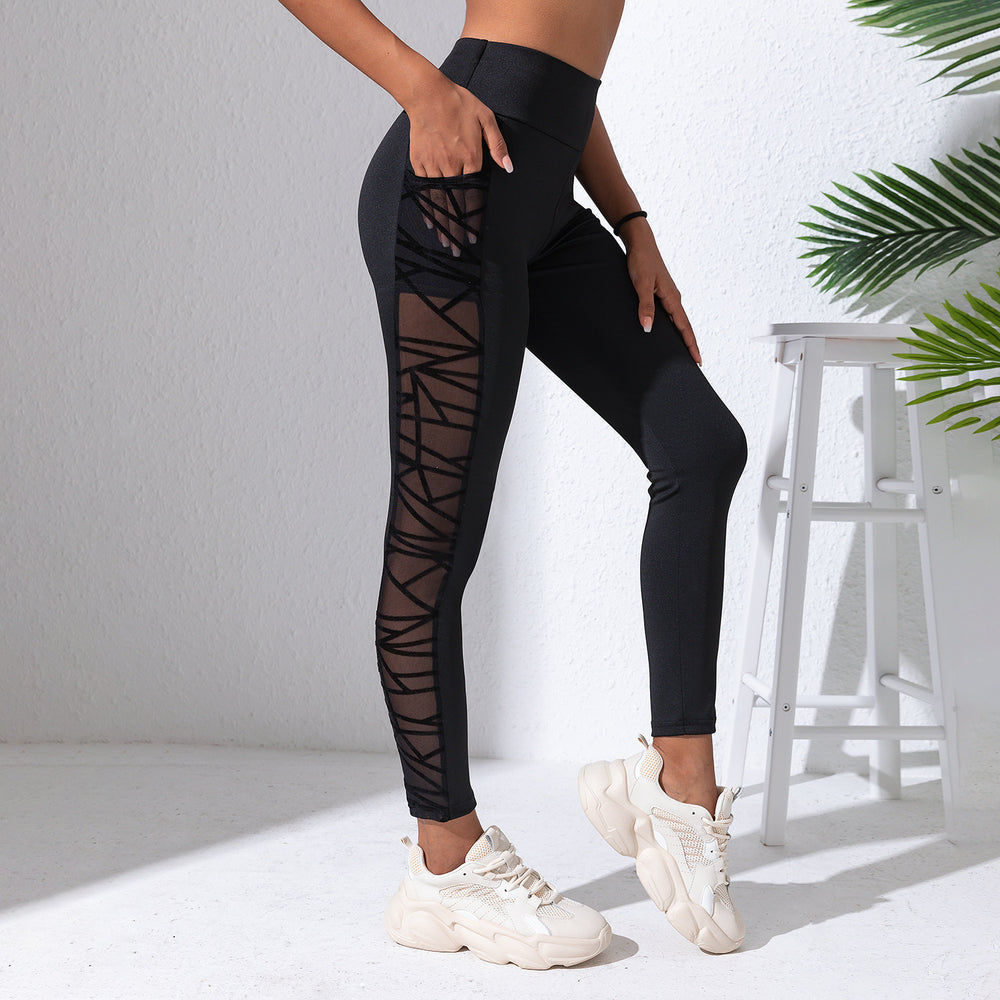 Yoga Leggings with Mesh Detailing for Enhanced Figure Contouring