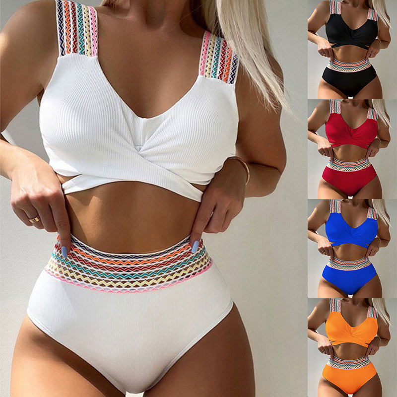 Schicker rückenfreier Triangel-Bikini-Badeanzug mit Schlitz für Damen