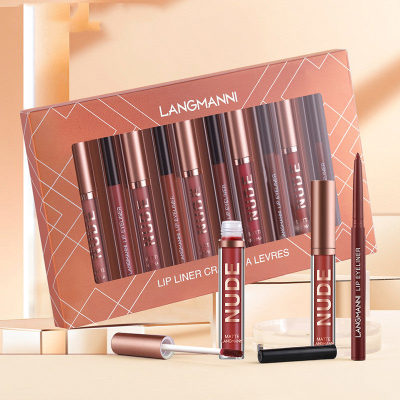 12-teiliges Set mit mattem Lippenstift und Lipliner – wasserfestes, langanhaltendes Beauty-Geschenk für Mädchen