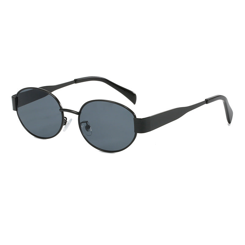 Ovale Retro-Sonnenbrille aus Metall mit anpassbaren Rahmenoptionen