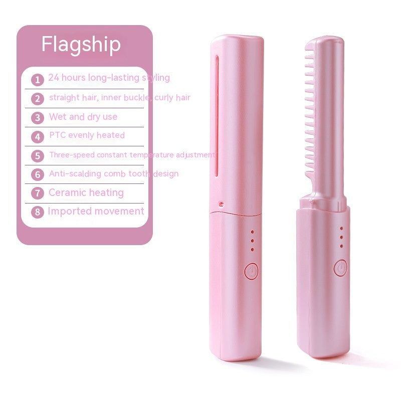 Portable Mini Wireless Hair Straightener with Tourmaline Ceramic Heat Conductor