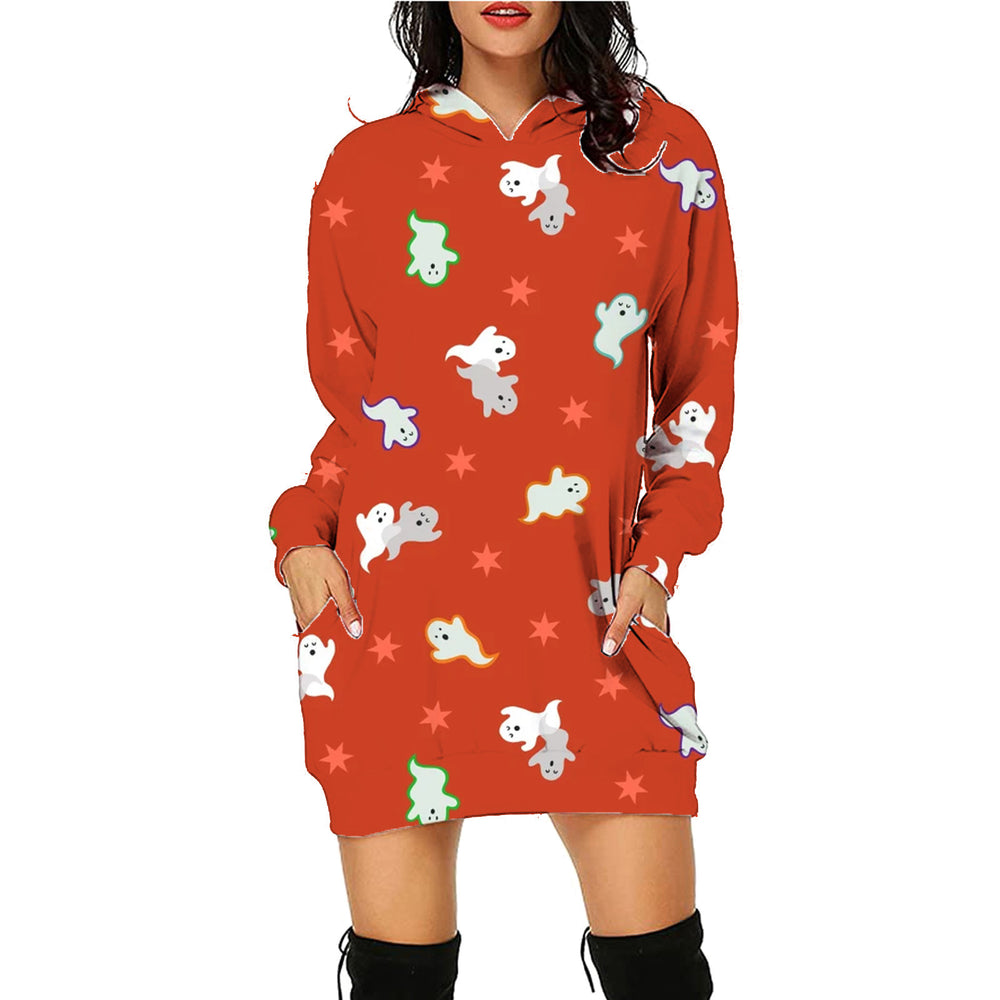 Halloween Themed Oversized Hoodie with Pockets for Women