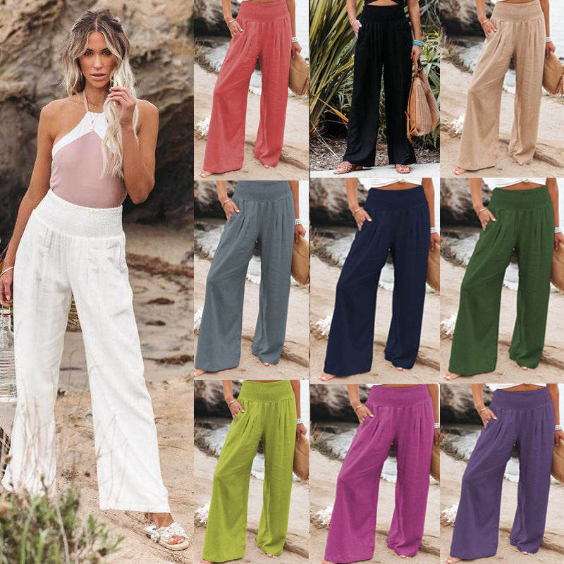 Casual Wide-leg Cotton And Linen Popular Loose Trousers