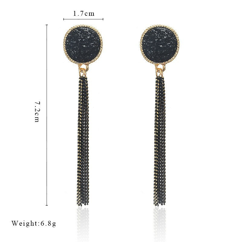 Chic Long Tassel Earrings, Geometric Women's Accessories, Korean-Inspired Versatile Jewelry