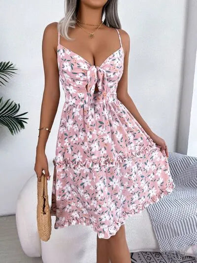 Flirty Sheer Cap Sleeve Printed Dress