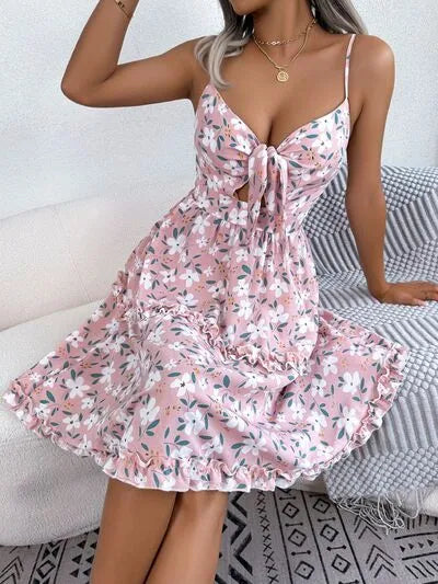 Flirty Sheer Cap Sleeve Printed Dress