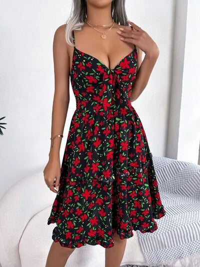 Flirty Sheer Cap Sleeve Printed Dress