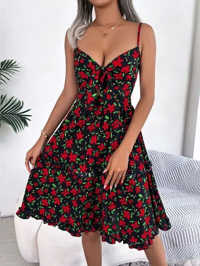 Flirty Sheer Cap Sleeve Printed Dress